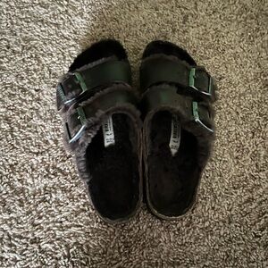 Fuzzy Brown Birkenstocks